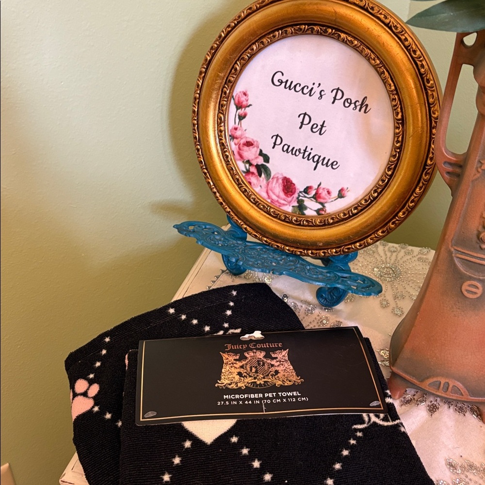 Juicy Couture Black and Pink Pet Towel Designer Doggy 
Gucci’s Posh Pet Pawtique